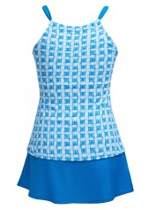 Cut Out Mid Waisted Geometric Print Tankini Set | thumb picture 