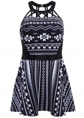 Cage Neck Mid Waisted Tribal Print Swimdress and Panty | thumb picture 