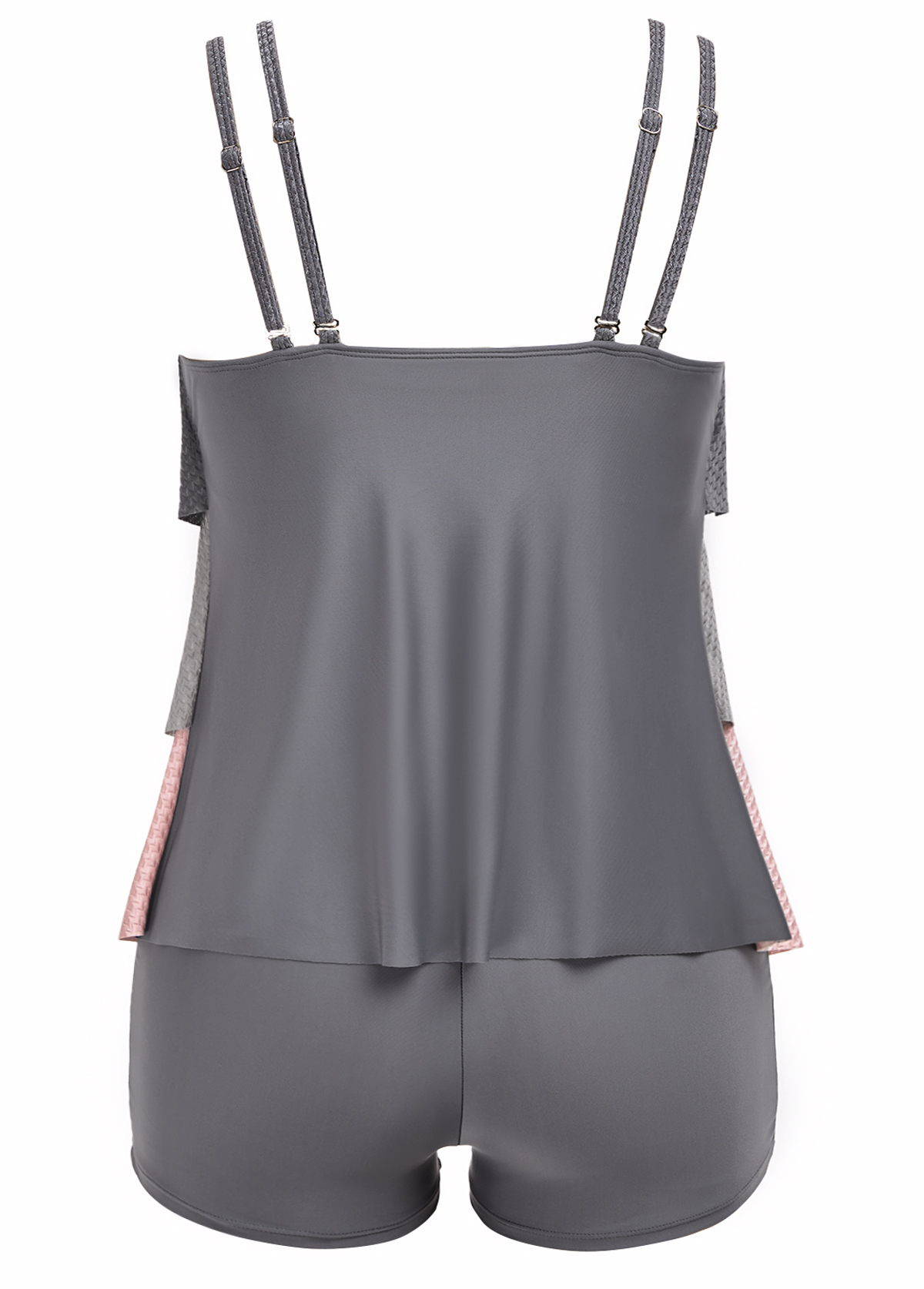 Handkerchief Hem Mid Waisted Dark Grey Tankini Set | picture 