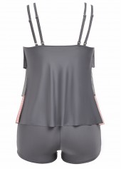 Handkerchief Hem Mid Waisted Dark Grey Tankini Set | thumb picture 