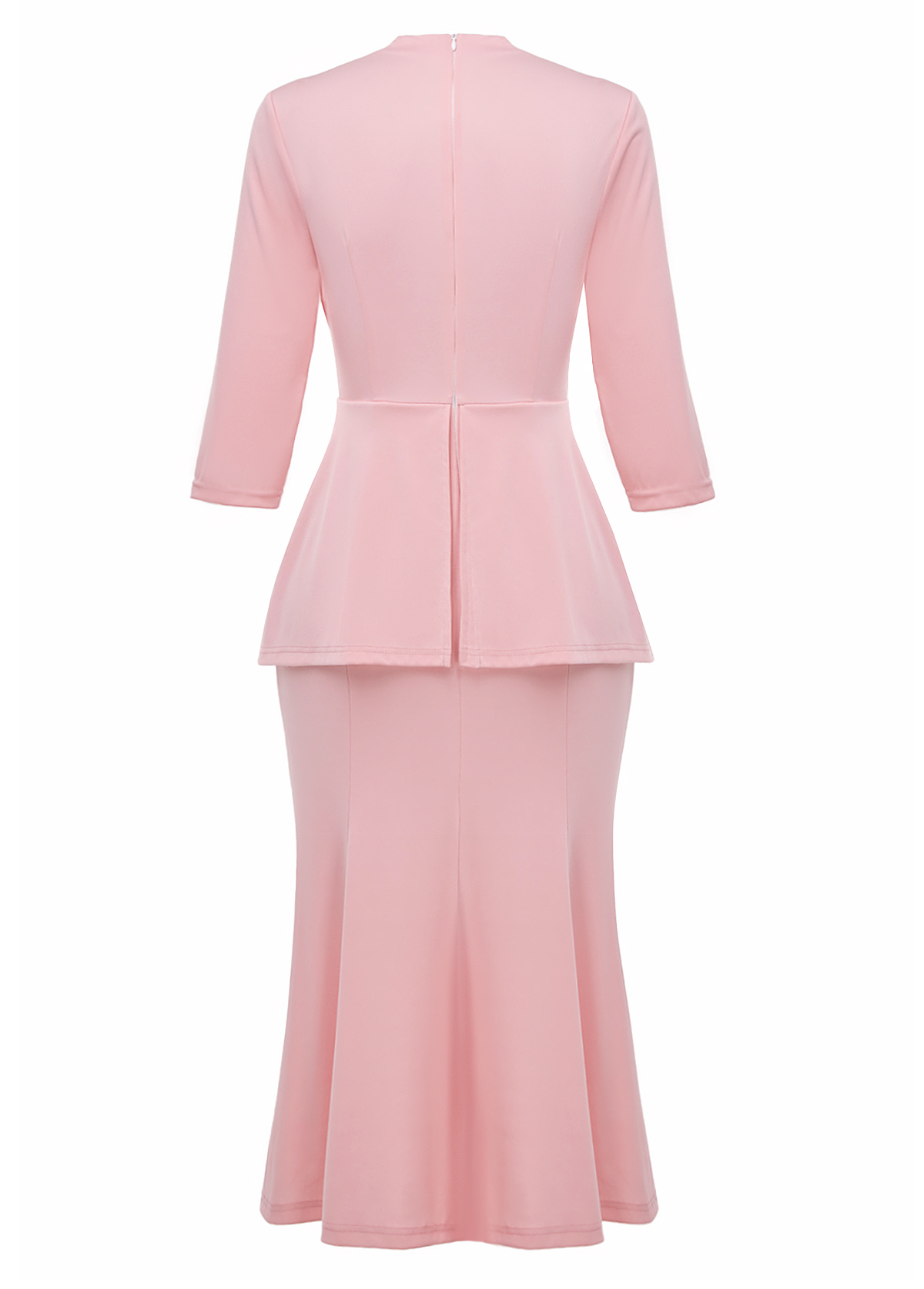 Pink Fake 2in1 3/4 Sleeve Square Neck Bodycon Dress | picture 