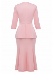 Pink Fake 2in1 3/4 Sleeve Square Neck Bodycon Dress | thumb picture 