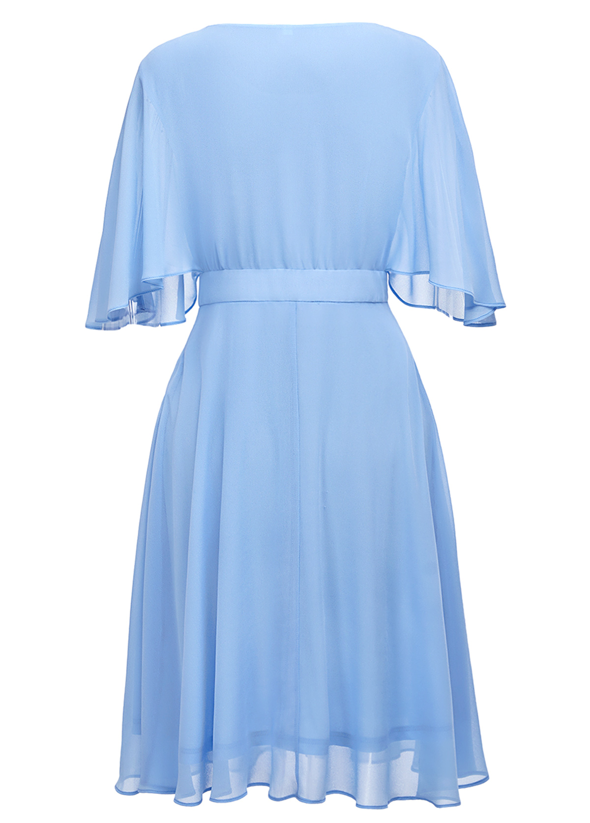 Light Blue Hot Drilling 3/4 Sleeve Round Neck Dress