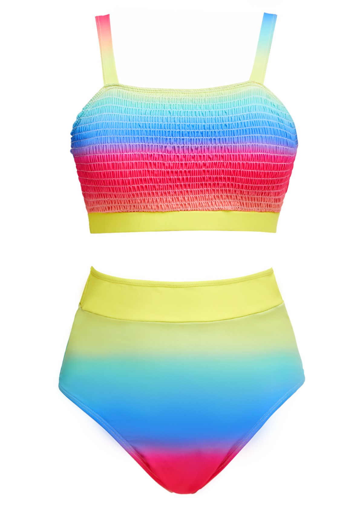 Smocked Ombre Multi Color Bikini Set