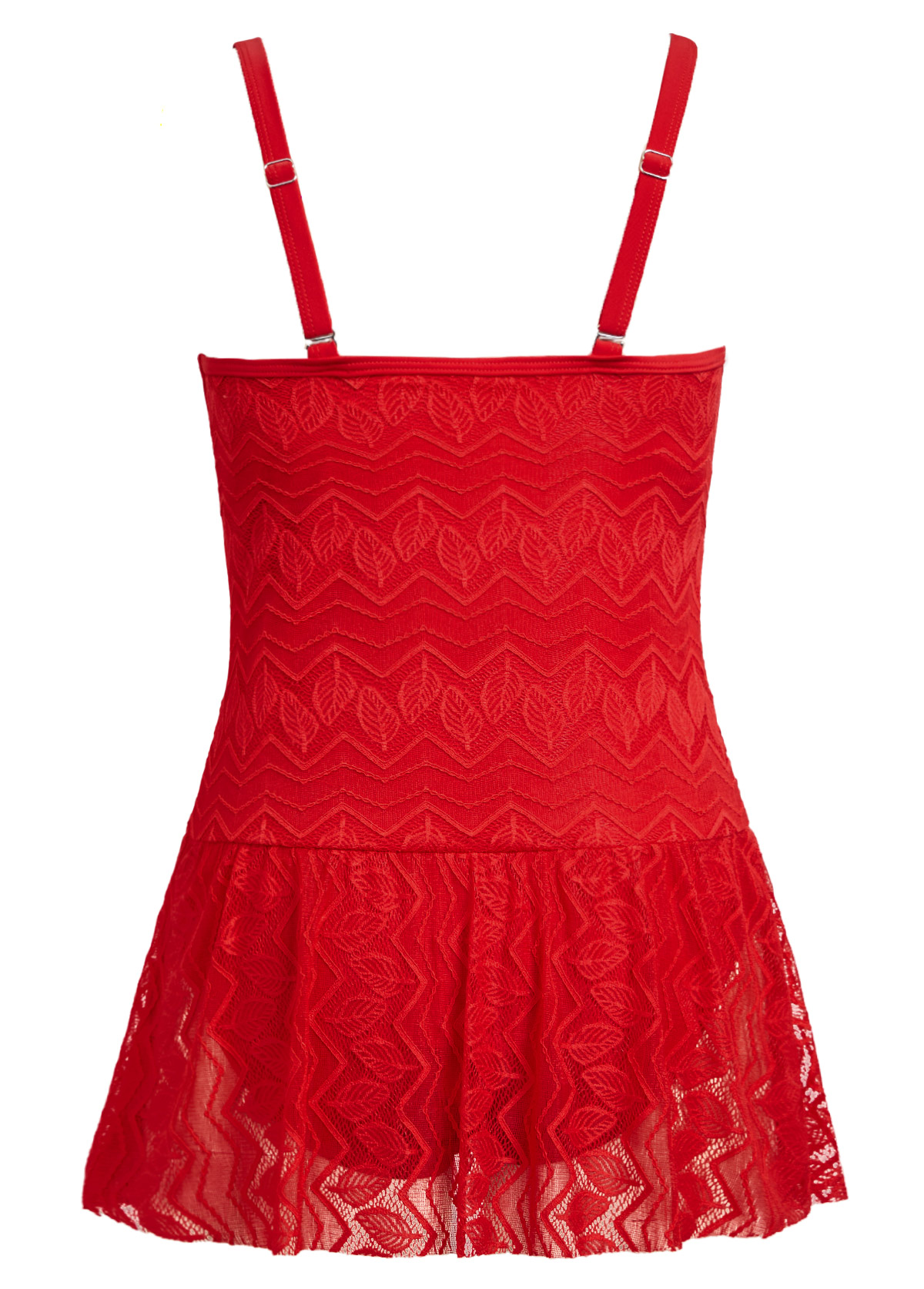 Lace Ruched Red One Piece Swimwear