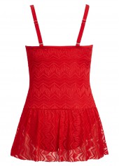 Lace Ruched Red One Piece Swimwear | thumb picture 