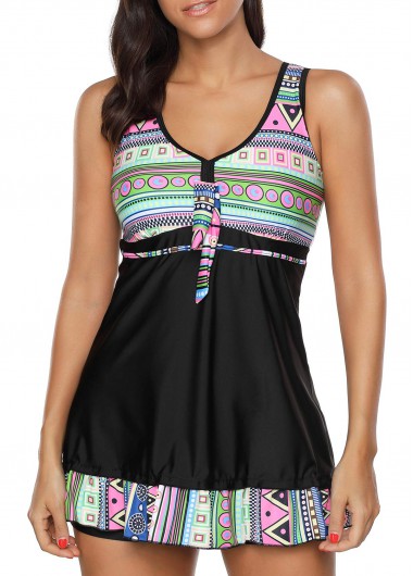 Scoop Back Swimdress and Navy Blue Shorts