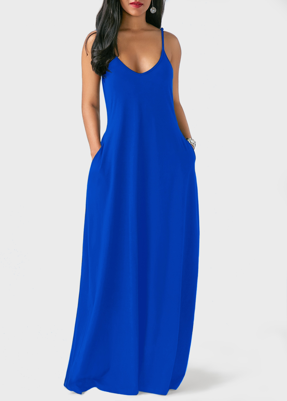 Royal Blue Spaghetti Strap Maxi Dress USD 25.79