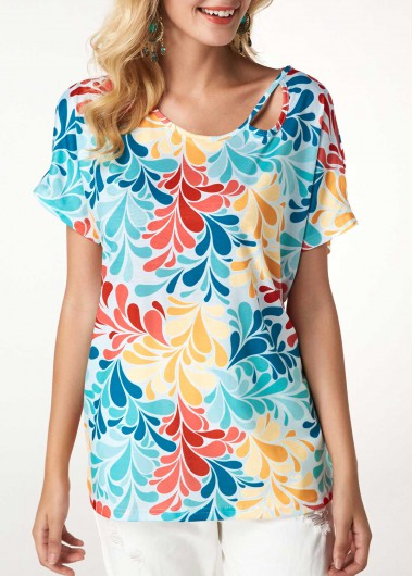 Modlily Short Sleeve Round Neck Printed T Shirt - M