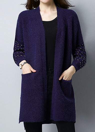 Buy Cheap Navy Blue Side Slit Pocket Cardigan â XL | Colby Pouk