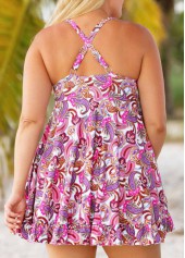 Criss Cross Mid Waisted Paisley Print One Piece Swimdress | thumb picture 