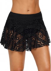 Black Mid Waist Pierced Design Pantskirt