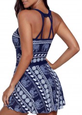 Animal Print Cutout Neckline Swimdress and Shorts | thumb picture 