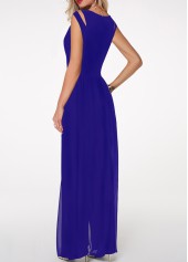 Round Neck High Waist Royal Blue Jumpsuit | thumb picture 
