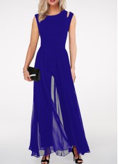 Round Neck High Waist Royal Blue Jumpsuit | thumb picture 
