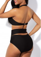 Cage Neck High Waist Cross Front Bikini Set | thumb picture 