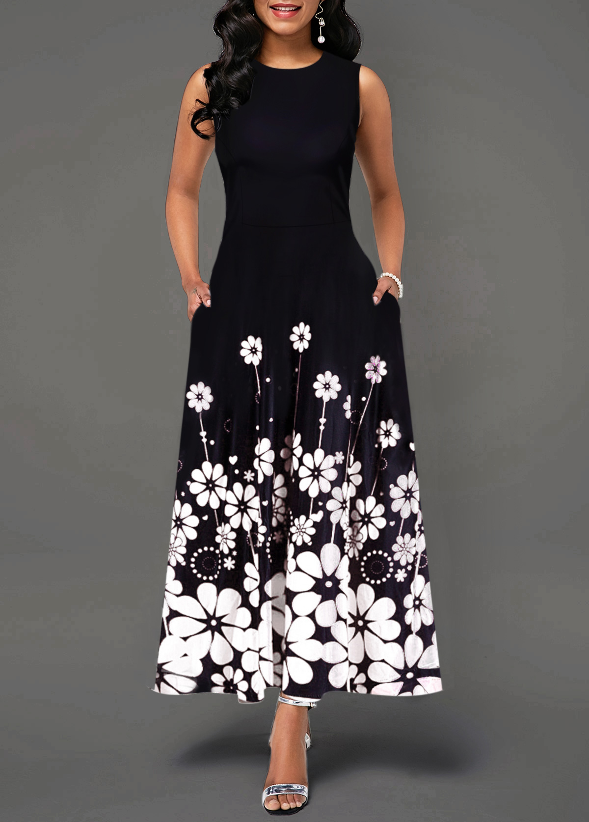 round neck maxi dress