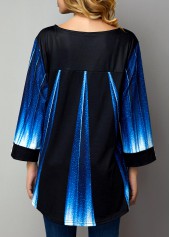 Blue Patchwork Floral Print Fake Two Piece Twinset | thumb picture 