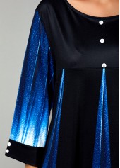 Blue Patchwork Floral Print Fake Two Piece Twinset | thumb picture 