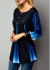 Blue Patchwork Floral Print Fake Two Piece Twinset | thumb picture 