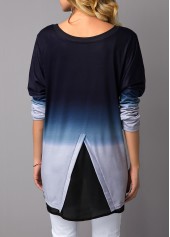 Long Sleeve Asymmetric Hem Round Neck T Shirt | thumb picture 