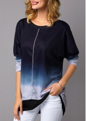Long Sleeve Asymmetric Hem Round Neck T Shirt | thumb picture 