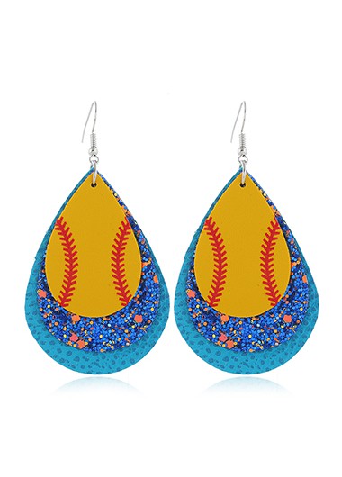 Modlily Sequin Detail Blue Plastic Easter Design Earrings - One Size
