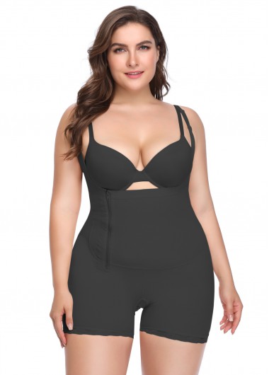 Black Lace Panel Shapewear Bodysuit - 2XL