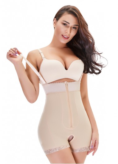 Skin Color Straps High Waist Shapewear Bodysuit - 2XL