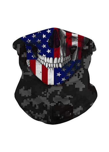 Modlily American Flag Print Army Green Neck Tube Bandanas - One Size