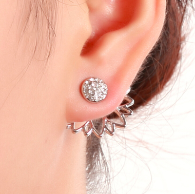 Lotus Shape Rhinestone Earrings for Lady