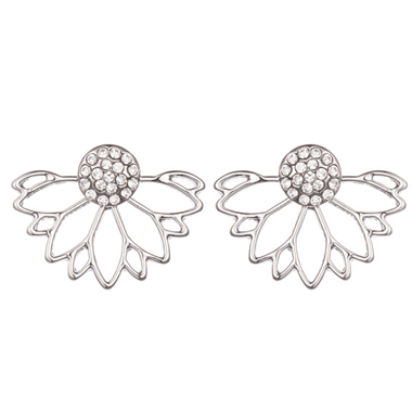 Lotus Shape Rhinestone Earrings for Lady