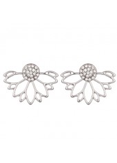 Lotus Shape Rhinestone Earrings for Lady | thumb picture 