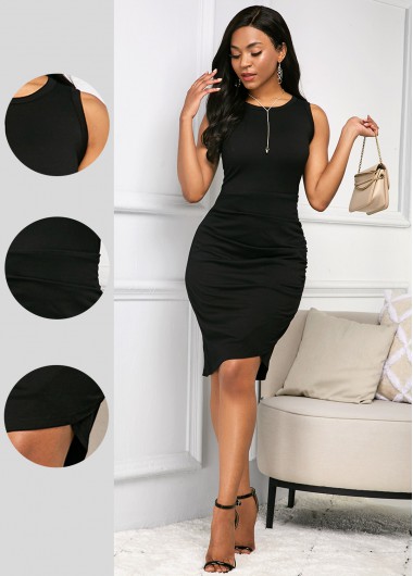 Modlily Black Round Neck Sleeveless Soft Dress - XS