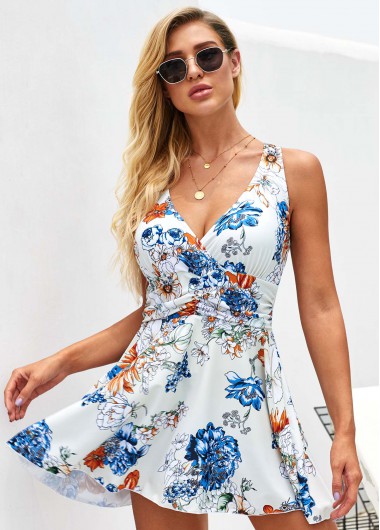 Modlily Printed Strappy Back Swimdress and Panty - XS