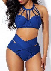 Cage Neck High Waist Clipback Bikini Set
