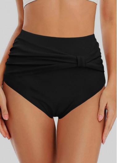 Modlily Black High Waist Ruched Swimwear Panty - S