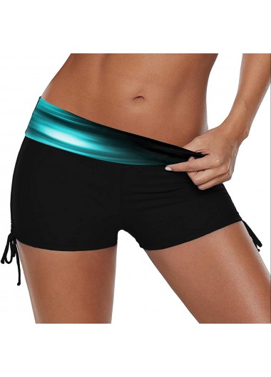 Modlily Drawstring Side Printed Mid Waist Swimwear Shorts - XL