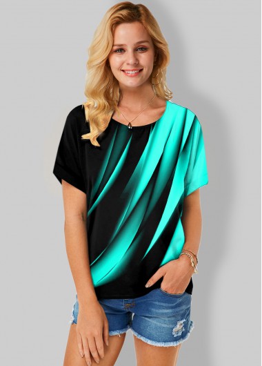 Modlily Printed Round Neck Short Sleeve T Shirt - XS