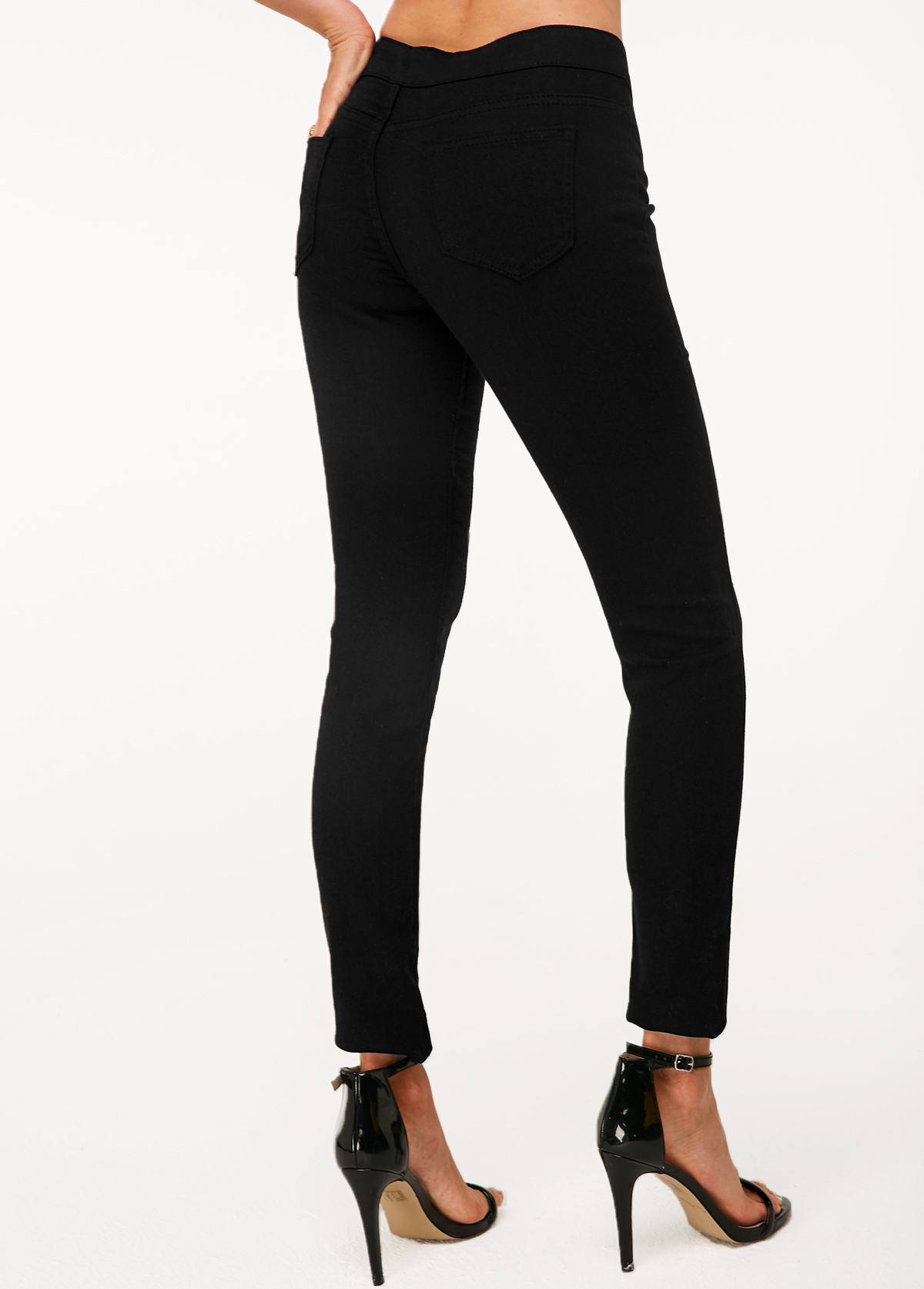 Shredded Black High Waist Skinny Jeans | modlily.com - USD 8.99