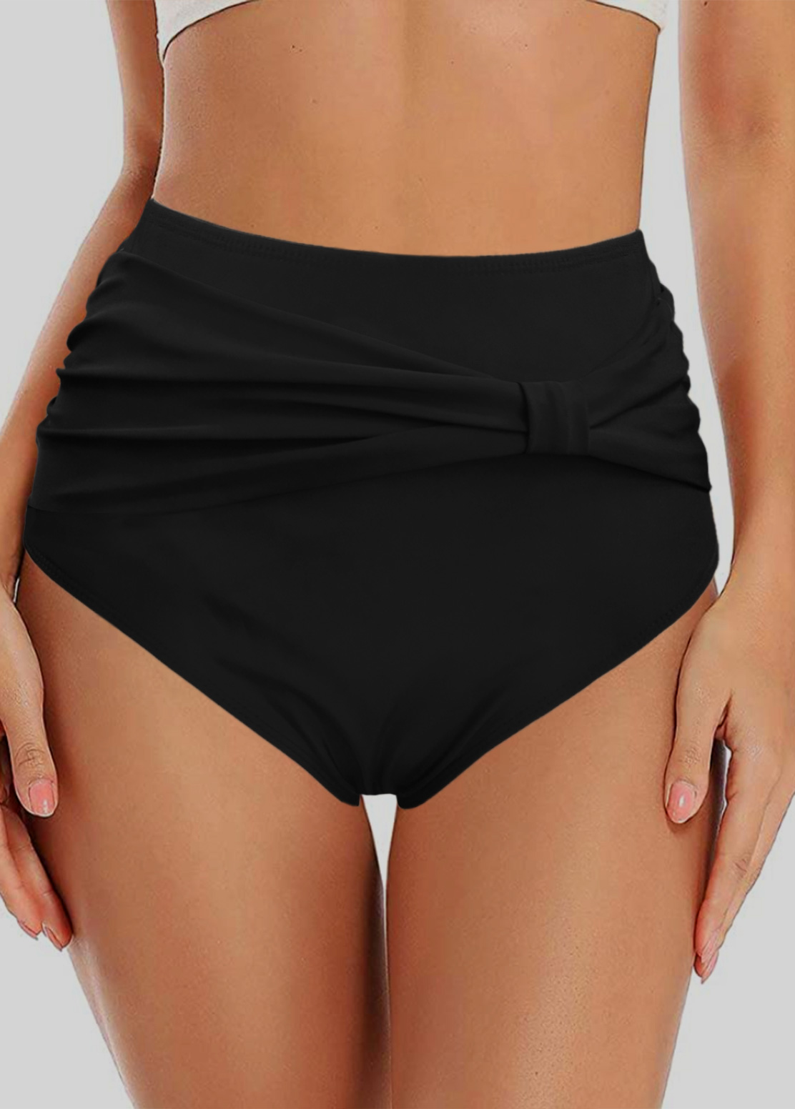 Black High Waist Ruched Swimwear Panty