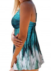 Mid Waisted Floral Print Cyan Tankini Set | thumb picture 