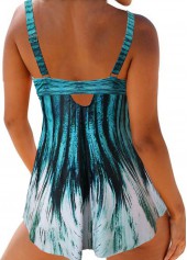 Mid Waisted Floral Print Cyan Tankini Set | thumb picture 