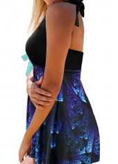Halter Neck Bowknot Embellished Printed Swimdress and Panty | thumb picture 