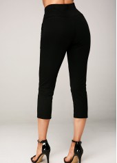 Side Pocket Black Elastic Waist Crop Pants | thumb picture 