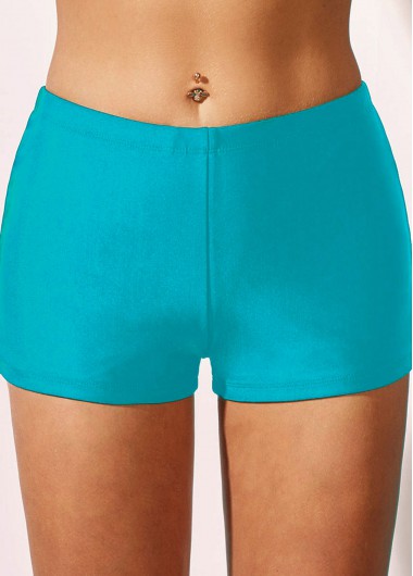 Modlily Sky Blue Mid Waist Swimwear Shorts - 18