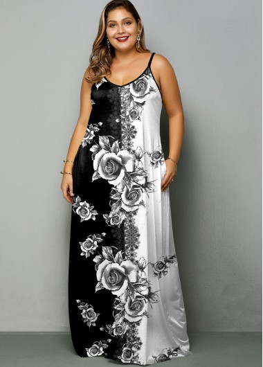 Modlily Plus Size Tie Dye Print Spaghetti Strap Dress - 1X