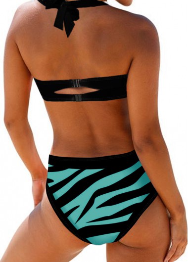Halter Neck Bowknot Detail Leopard Print Bikini Set | picture 