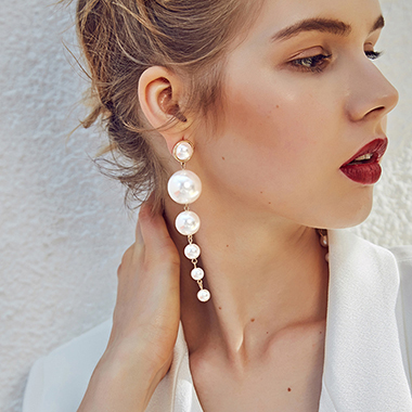 White Pearl Design Earrings for Women