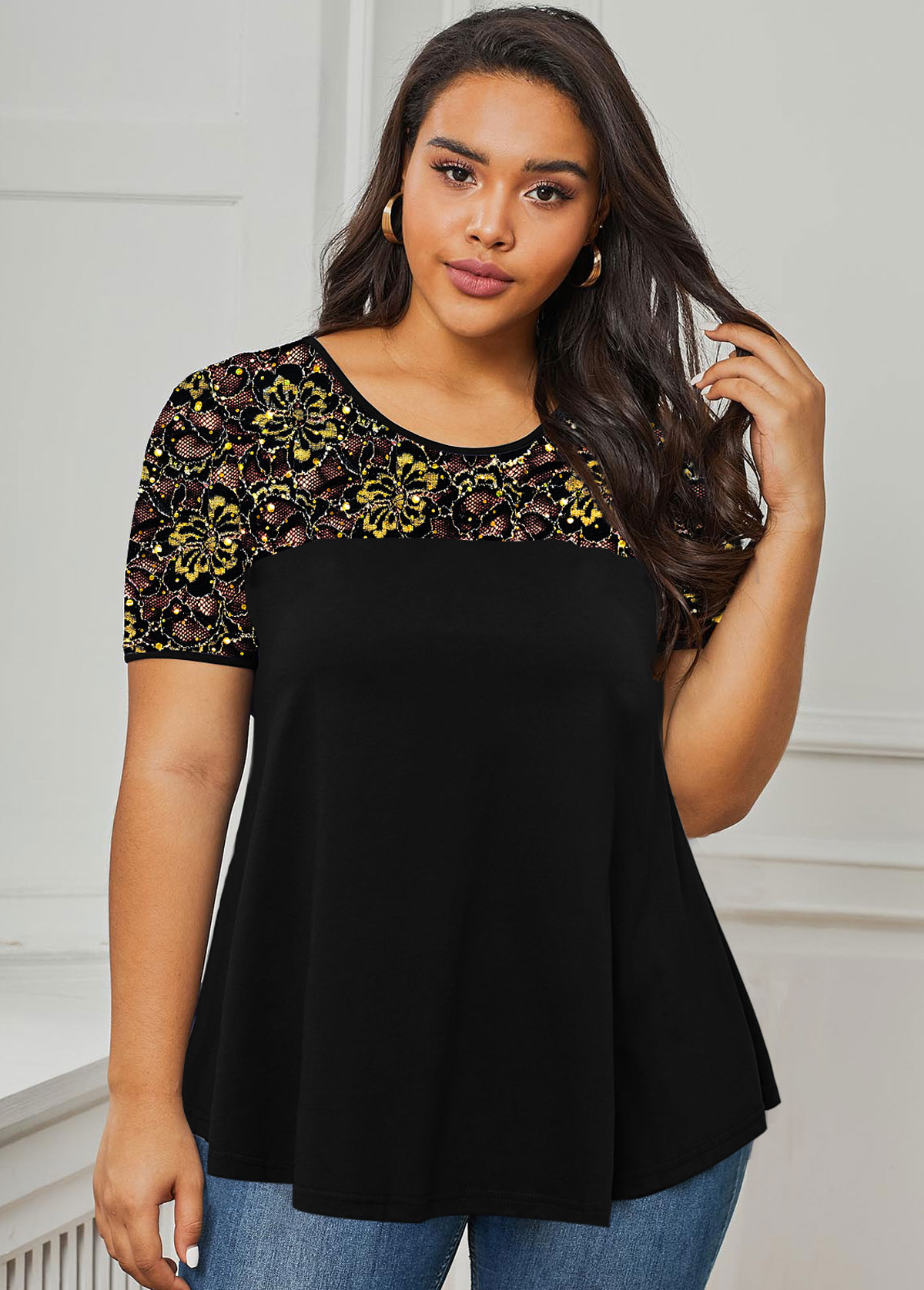 plus size sequin t shirt
